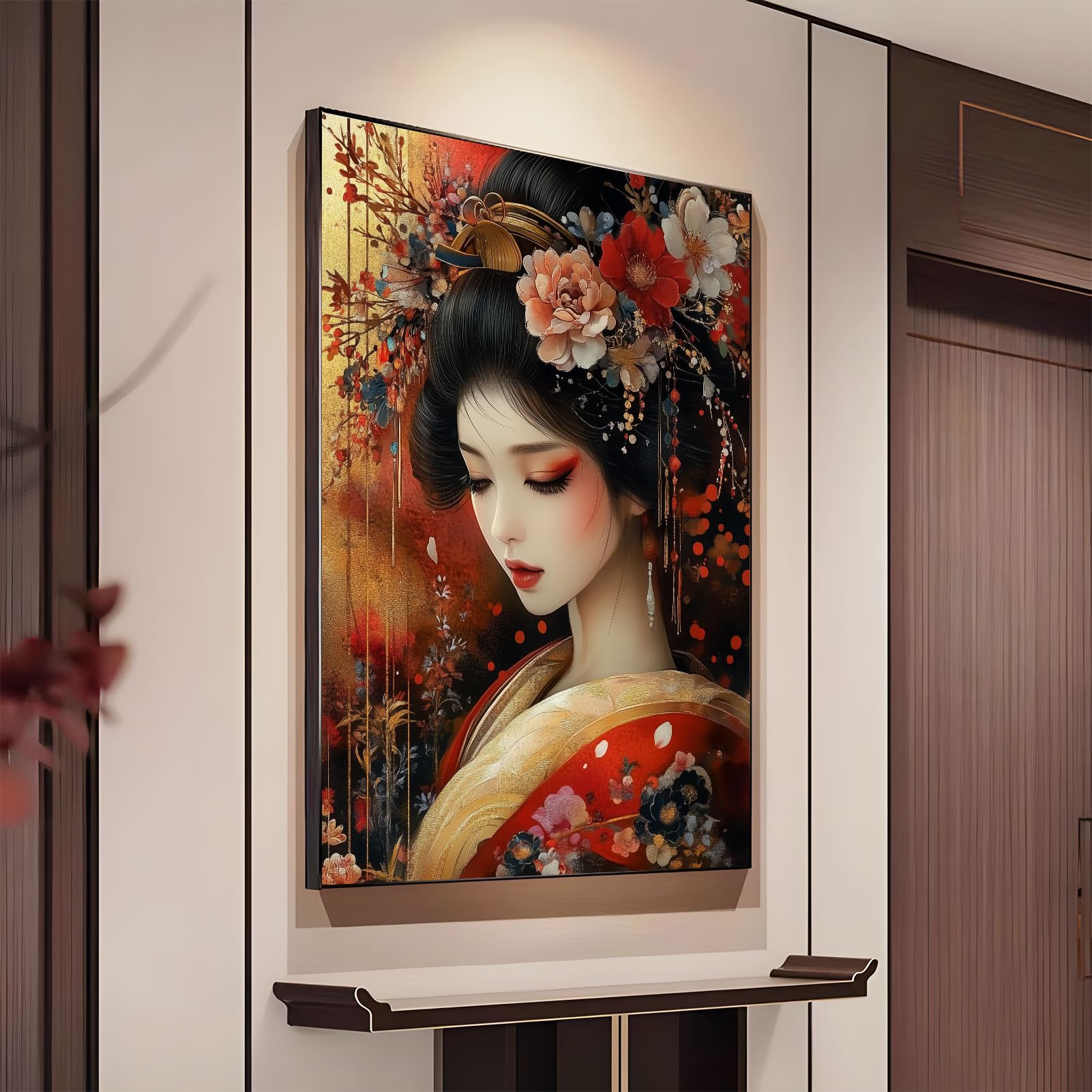 キャンバスプリントoriental girl 絵画 額付き インテリア Amazon.com: Japanese Geisha Canvas Wall Art, Geisha Girl Canvas